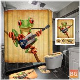 Bathroom Curtains and Mats - Frog Playing Guitar