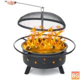 Wood Burning Fire Pit with Poker Manual - Black