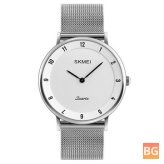 SKMEI 1264 Casual Style Ultra Thin Men's Watch - Stainless Steel Wristband Quartz Movement Watch
