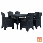 Outdoor Dining Set - Plastic Anthracite Rattan Look