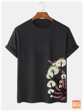 Mens 100% Cotton T-Shirt with Mushroom Side Print