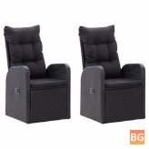 2 Pcs Reclining Garden Chairs with Cushions and Pillows