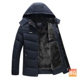 Mens Solid Color Hooded Jacket - Winter Warm