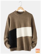 Color Block Crew Neck Sweater for Men