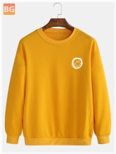 Long Sleeve Cotton Mens Sweatshirt with a Smile Print