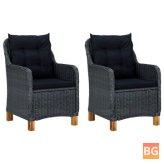 Chairs with Cushions - 2 pcs Poly Rattan Dark Gray