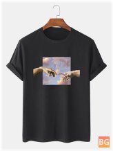 T-shirt with Men 100% Cotton Michelangelo Oil Painting License