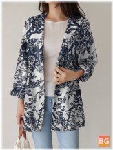 Women's Loose Lapel Coat - Casual Side Pockets