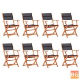 Black Garden Chairs with Eucalyptus Wood and Textile Fabric