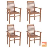 4-Piece Solid Teak Stacking Chairs