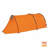 Waterproof Tunnel Tent for Camping/Hiking, 2-4 Person, Fibreglass Poles, Gray+Orange