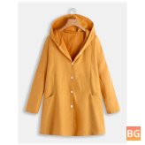 Button-Down Hooded Coat with Pockets