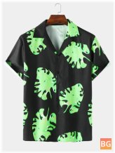 Mens casual shirt with a leaf pattern