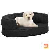 Dog Bed - Ergonomic Linen Look - 60x42cm - Fleece Black