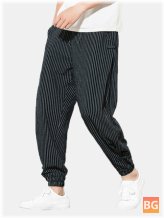Plain Striped Harem Pants for Men