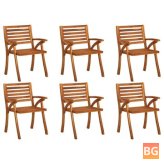 6-Piece Solid Acacia Wood Garden Chairs