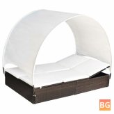 Sun Lounger with Canopy - Brown