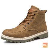 Work Boots with Cushioned Sole and Slip Resistant Lace-up Top