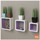 Book Shelves with Cube Design - White/Purple