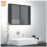 Gray Bathroom Mirror Cabinet with Mirror