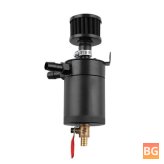 2-Port Oil Catch Can Tank Reservoir with Drain Valve and Breather - Black