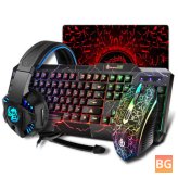 104 Keys Wired Keyboard and Mouse Set - Blue