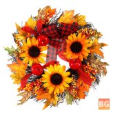 Halloween Wreath Door Decoration - Artificial Sunflower, Pumpkin, Maple Leaf, Halloween Tree, Doorhandle