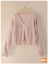Daily Wear Knitted Cardigan for Women - Solid Mild Pink