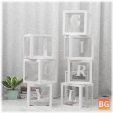 Transparent Alphabet Girl Box Balloons - Baby Shower Decorations - Gender Reveal - Boy Girl One Year Old