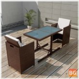 Outdoor Dining Set with Cushions and Rattan Table