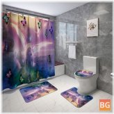 Bathroom Rug Cover for Shower Curtain - Lid Toilet
