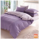 Duvet Cover Set in Light Purple with Grey Stripe