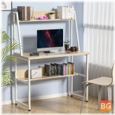 Home Office Table with Stand for Writing Desk and Storage Shelves