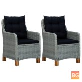 2 pcs Garden Chairs with Cushions - Light Gray