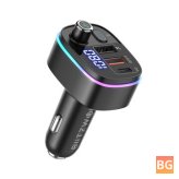 BlitzWolf® Car Kit with Bluetooth, FM Transmitter, USB Charger, RGB Backlit Display, and Hands-Free Calling