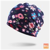 Women Cotton Printed Pattern Beanie with a Colored Floral Pattern
