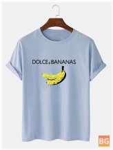 Short Sleeve T-Shirts with Banana and Letter Print