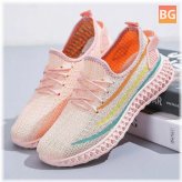 Women's Breathable Mesh Running Shoes with Rainbow Pattern