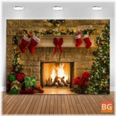 Christmas Fireplace Socks Backdrop