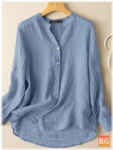 Solid Button-Up Women's Blouse