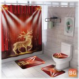 Waterproof Shower Curtain Set with Elk - Non-toxic