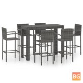 Outdoor Bar Set with Arms and Legs Poly Rattan Gray