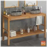 Teak Wood bathroom sink cabinet with river stone sinks