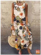 Maxi Dress with Slits at Neck and Short Sleeve