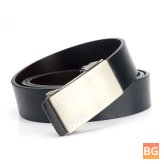Genuine Leather Automatic Buckle Belt for Men's Business Casual (110-130cm)