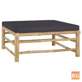 Garden Footrest with Light Gray Cushion Bamboo
