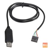 6-Pin FTDI FT232RL USB to Serial Adapter - Cable