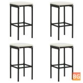 Black Cushion Bar Stools with Rattan Mats