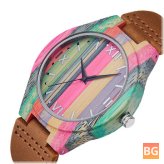Fashion Colorful Case with Dial, Leather Strap, Casual Men Watch Quartz Watch