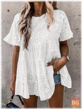 Cotton Floral Embroidered Lace Blouse